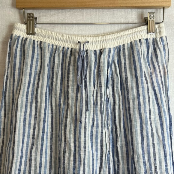 SITA MURT Striped 100% Linen Midi Skirt Drawstring in Blue/White Sz S-44 - Picture 5 of 7